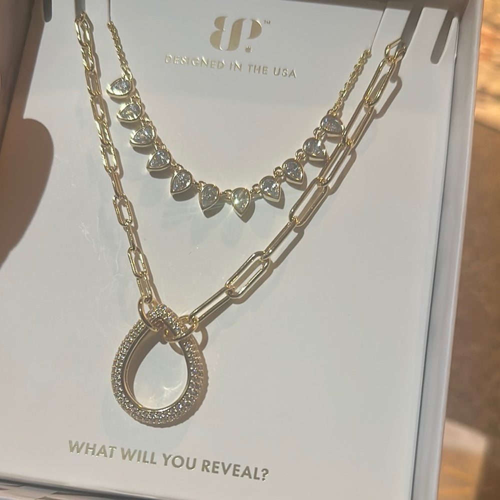 Gold Heart Necklace Set